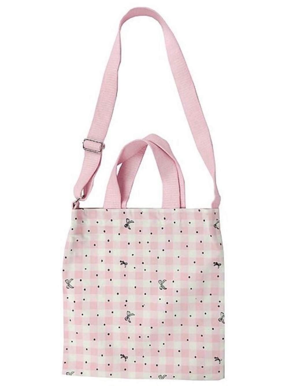 Reusable Crossbody “Pink Bows” Design Tote Bag (NWT)